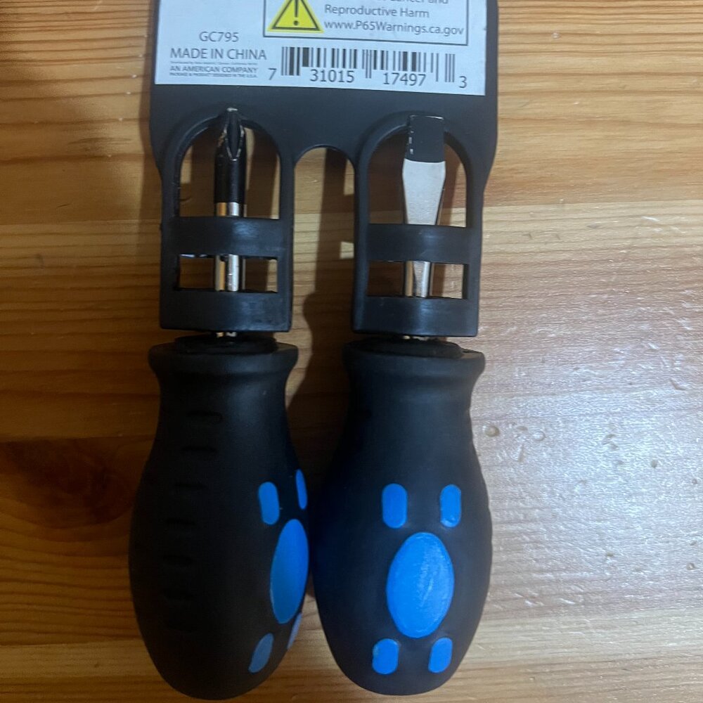 Stubby Philips & Slotted Screwdriver Set, 2 pcs Brand New $8 - Picture 2 of 2